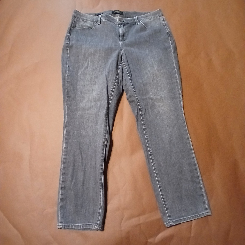 Talbots Flawless Jeans Womens 14 W Grey Denim Slim Ankle Mid Rise Retro